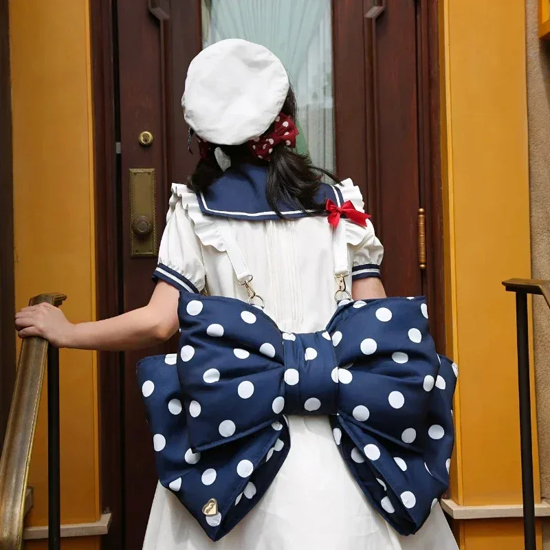 sac à dos lolita avec nœud à pois, joli sac à bandoulière original mochilas mujer bolsas y2k pour femmes, sac à dos kawaii pour filles douces