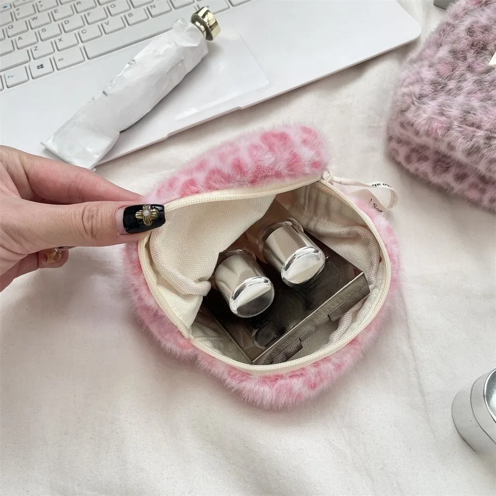 trousse de maquillage imprimée léopard, trousse de toilette, pochette pour serviettes hygiéniques, pochette de rangement de cosmétiques mignonne, petite trousse de maquillage pour femmes, étui pour câbles