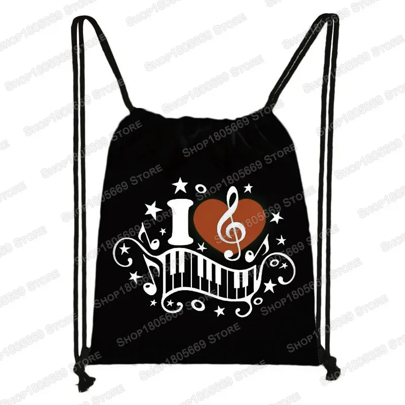 notes de musique imprimer sac à dos battement ecg femmes cordon sac en plein air grande capacité sac de rangement pour chaussures de voyage porte-cadeau