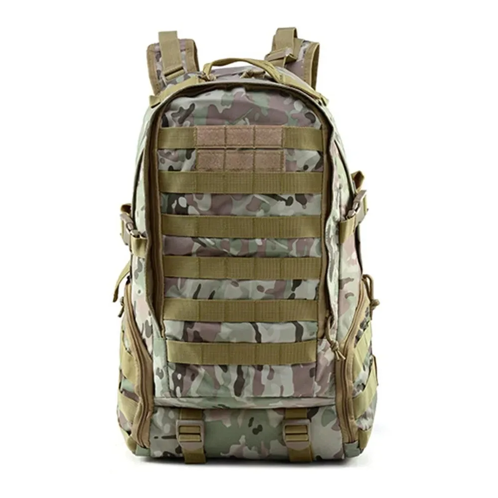 sac dos nylon marron compartiments multicolores design pratique extérieur voyage capacités multiples bandoulières modulables poches latérales usage randonnée escalade