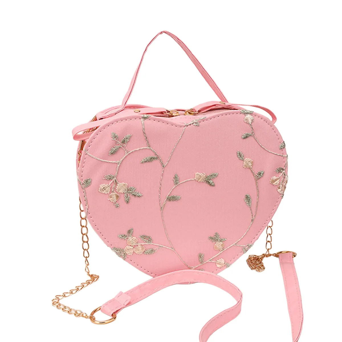 sac à bandoulière en dentelle pour femmes, sac à bandoulière en cuir pu, sac à main de mode avec sangle en chaîne pour cadeau de saint valentin 21x17x6cm