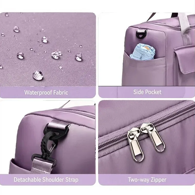 sac de voyage de grande capacité pour week-end, sacs de sport avec compartiment à chaussures, sacs de sport et de fitness pour femmes, sac à bandoulière