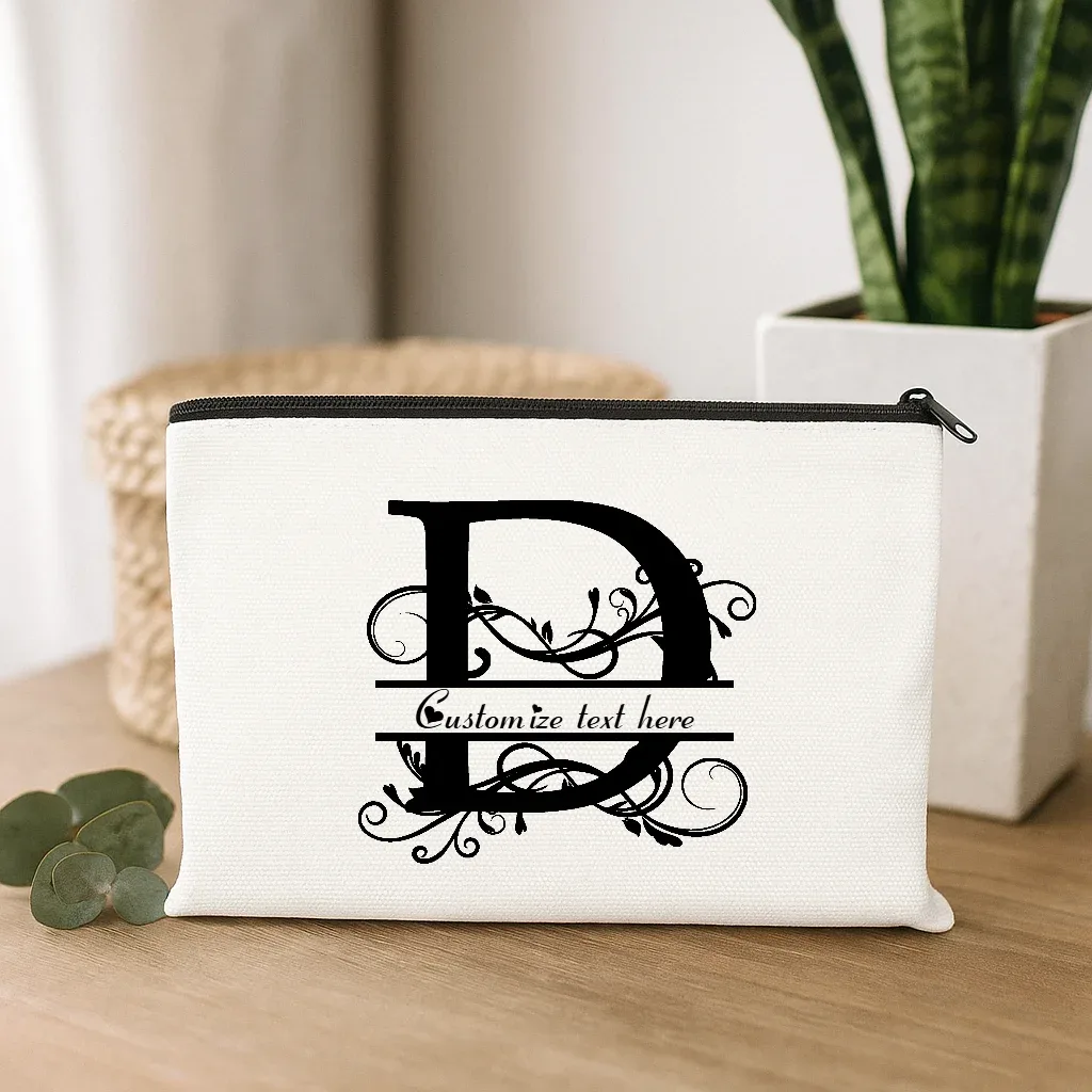 1pc trousse de maquillage personnalisable avec monogramme - pochette de voyage légère, pliable et durable avec fermeture éclair et impression de lettres personnalisées