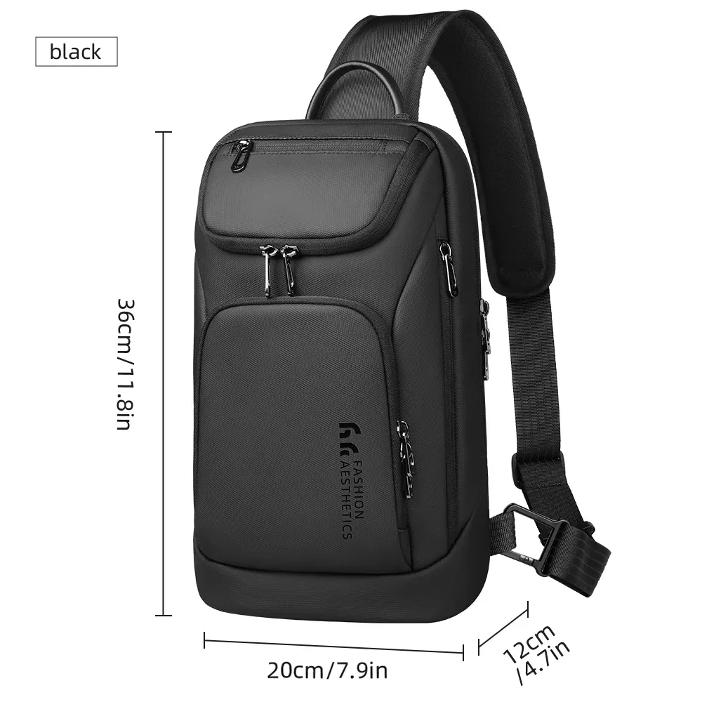 hk – sac à bandoulière multifonction pour hommes, sac à bandoulière étanche, adapté à l'ipad de 11 pouces, sac messager léger pour voyage et plein air