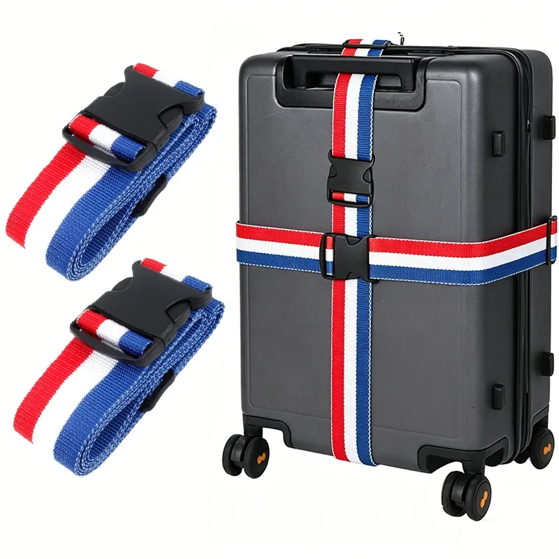 sangles de bagages durables antivol, 2 pièces, ceintures de valise de voyage aux couleurs vives, sangles de bagages réglables, accessoire de bagages de voyage