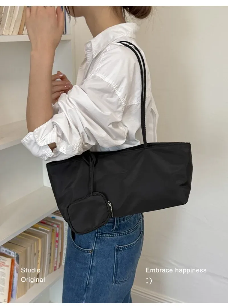 sac fourre-tout pour femme ceekay en cuir pu souple foncé, grand sac à bandoulière avec détail cordon de serrage et mini pochette, style décontracté quotidien pour les trajets