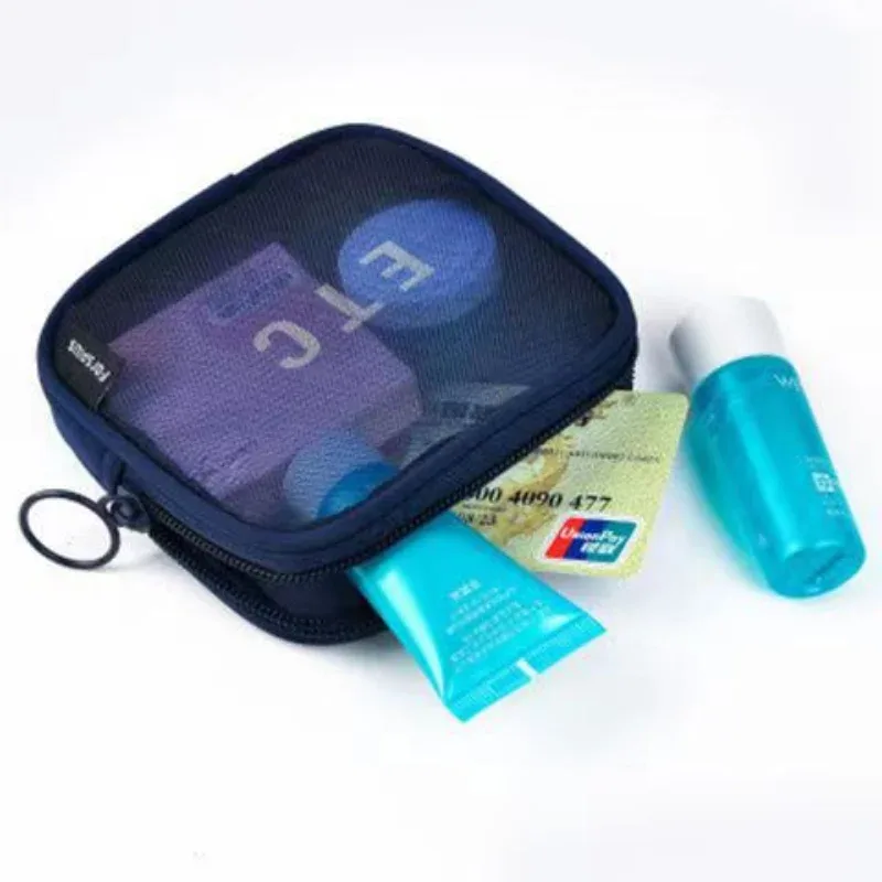 trousse de maquillage pour femmes, sac de voyage, trousse de toilette, trousse de rangement, sacs de maquillage à fermeture éclair, sac à cosmétiques en maille transparente