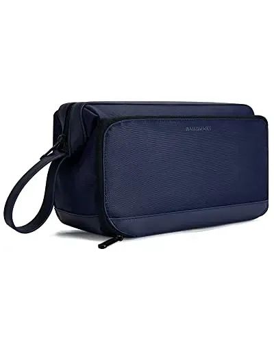 trousse polyester noir compartiments poches maille ouverture large rasage hygiène voyage cosmétiques organisation skincare