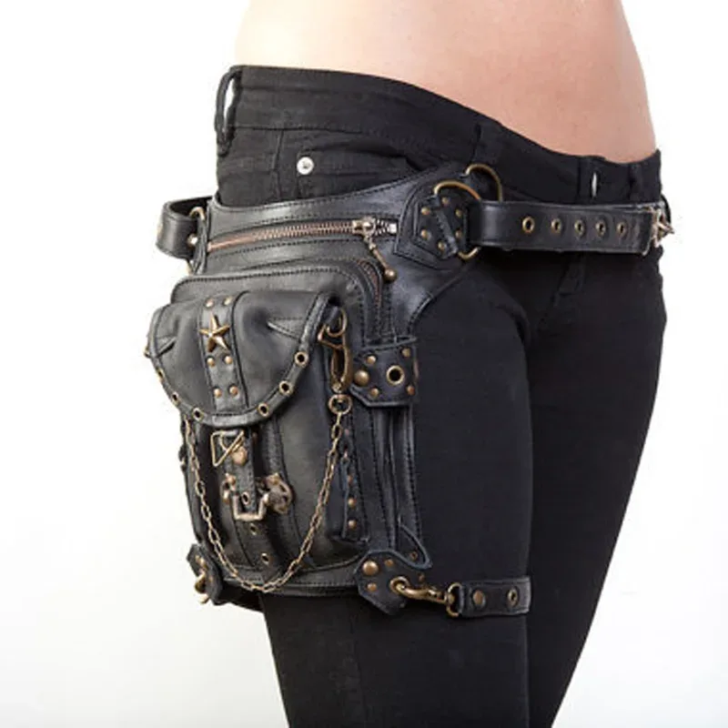 steampunk taille jambe sacs femmes hommes style victorien étui sac moto cuisse hanche ceinture packs messager sacs à bandoulière