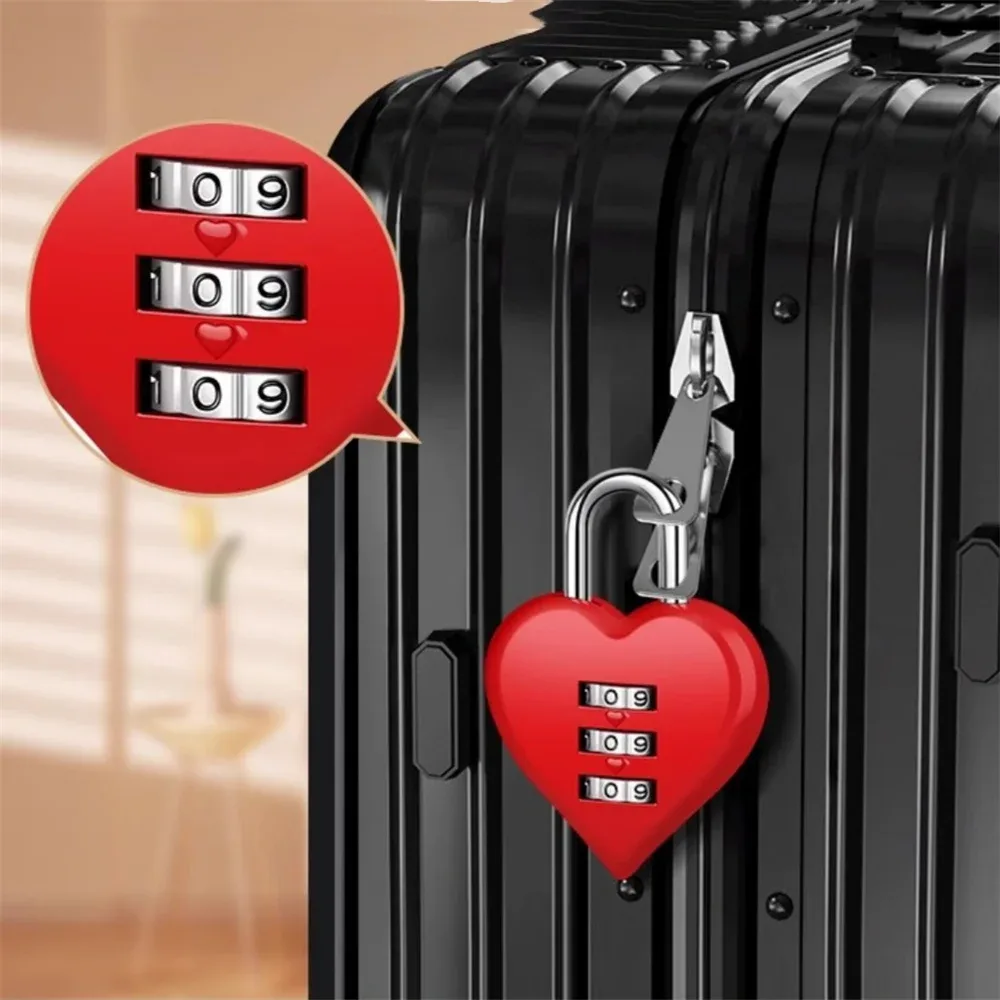 mini cadenas à combinaison en forme de cœur à 3 chiffres, pour couple, cadeau de mariage, accessoire de voyage, cadeau d'anniversaire