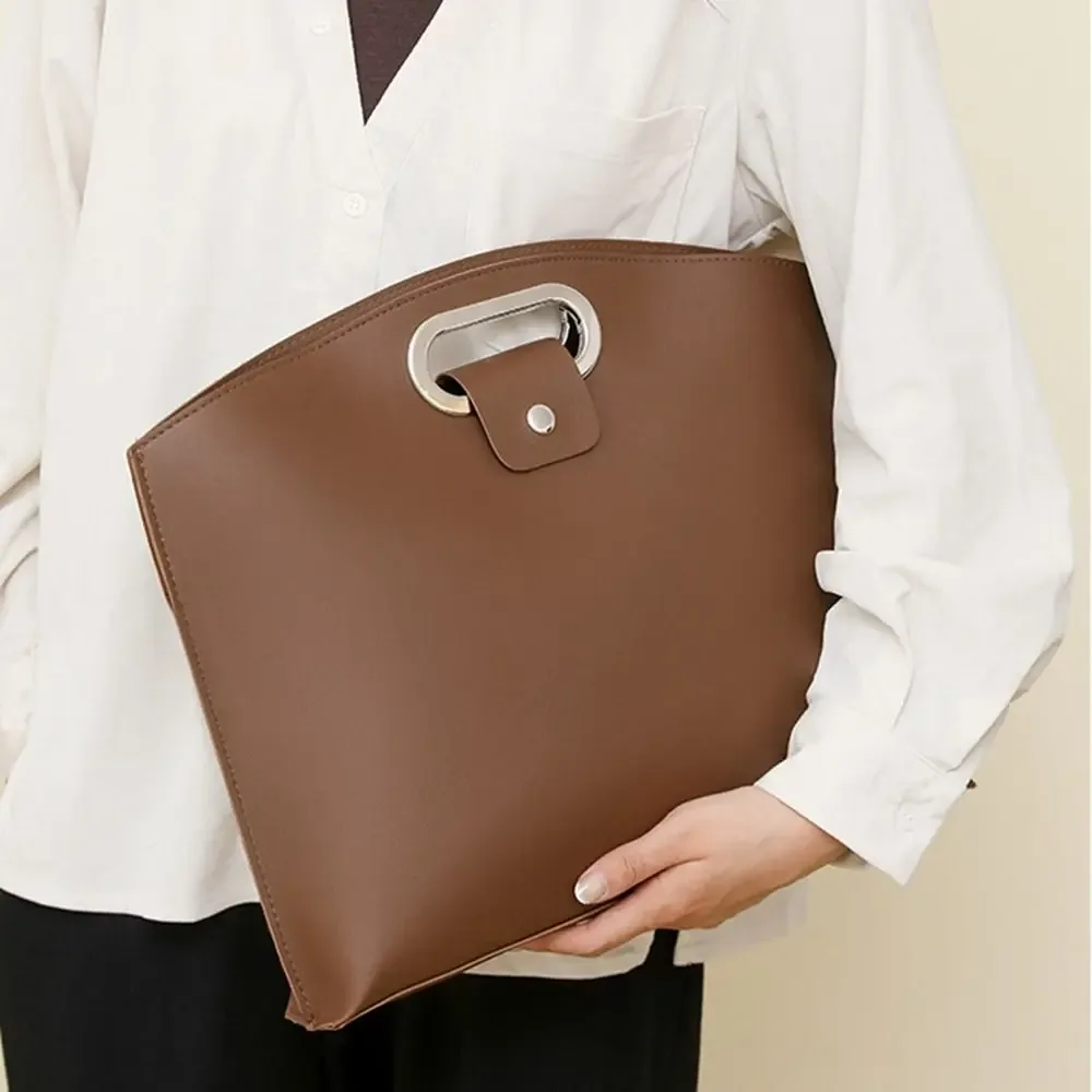 Sac fourre-tout de bureau en PU tendance, couleur unie, pour ordinateur portable, grande capacité, sacoche pour filles
