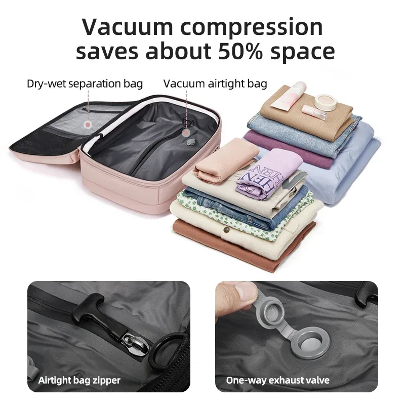 sac à dos de voyage pour femme, sac à dos pour ordinateur portable de 16 pouces avec compression sous vide, sac à dos d'école avec chargement usb, sac à dos de randonnée étendu pour affaires