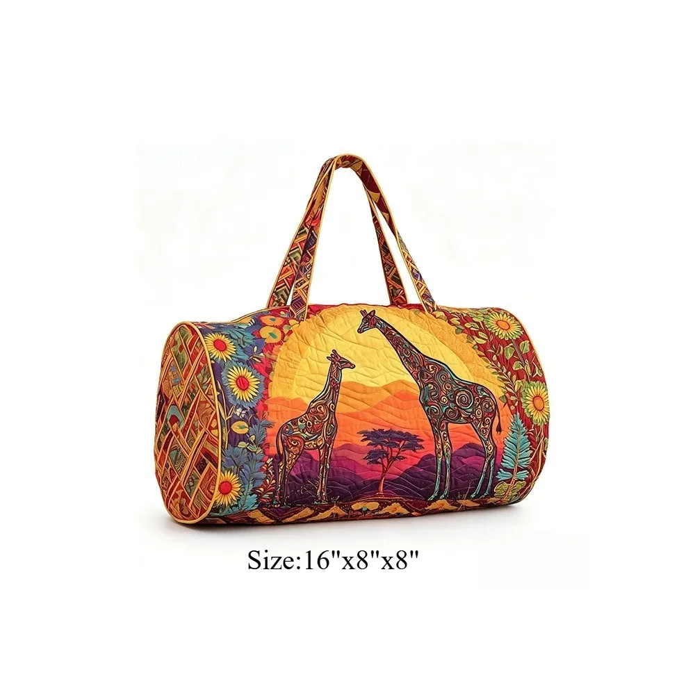sac de voyage matelassé, sac de week-end, imprimé girafe 3d, bagage à motif animal africain, sac à main pour les vacances, la plage, le camping