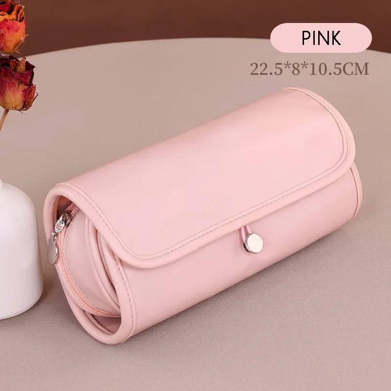 trousse de maquillage en cuir pu imperméable pour femme, organisateur portable professionnel, pochette de rangement pour pinceaux, sac cosmétique pour voyage et vacances