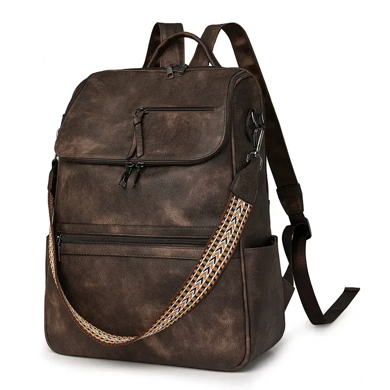 sac d'affaires rétro en pu, sac à dos d'université tendance pour la rentrée scolaire, sac à dos à la mode pour femmes, sacs de voyage mochilas de hombre