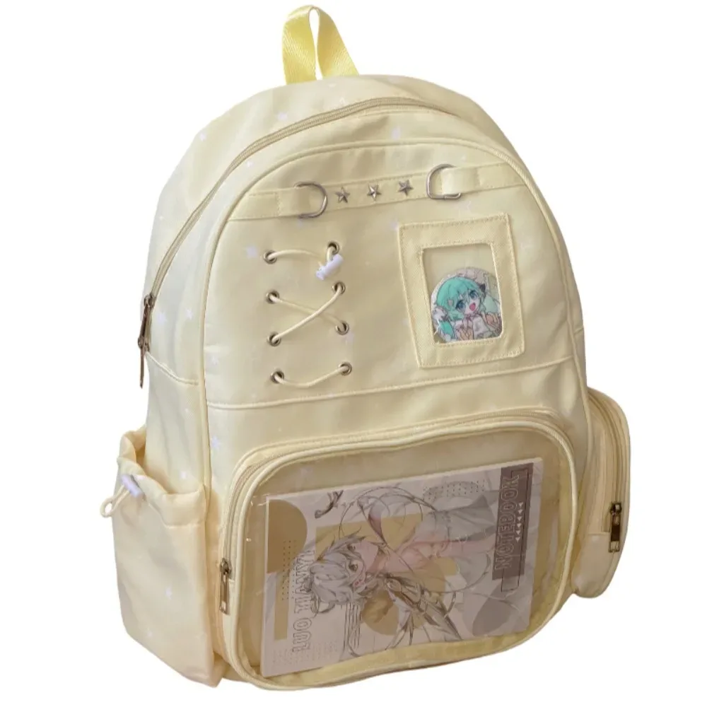 sac à dos transparent à imprimé étoiles tendance, sac ita transparent lolita, sac à bandoulière imprimé y2k pour les trajets quotidiens