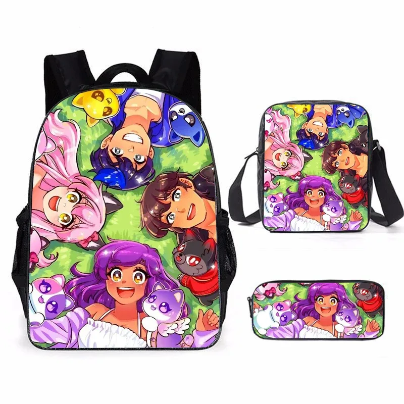sacoche nylon personnage féminin dessin animé sac dos cadre externe fermeture éclair compartiment intérieur usage étudiant voyage