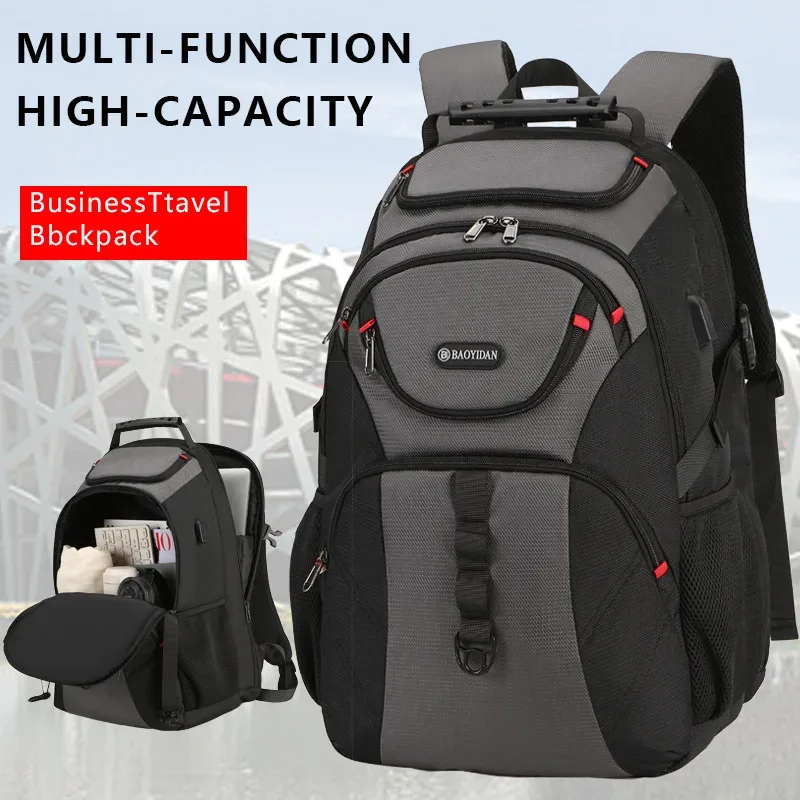 sac à dos pour hommes pour voyages d'affaires, grande capacité, multi-compartiments, sac de transport pour ordinateur portable de 15 pouces, couleur unie