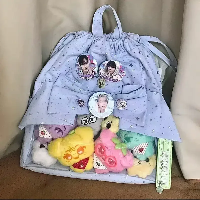 sac ita à cordon de serrage style étoile japonaise ulzzang, sac à poupées, nœud, grand sac à dos polyvalent pour femme, idéal pour les trajets quotidiens, sac ita mignon et adorable