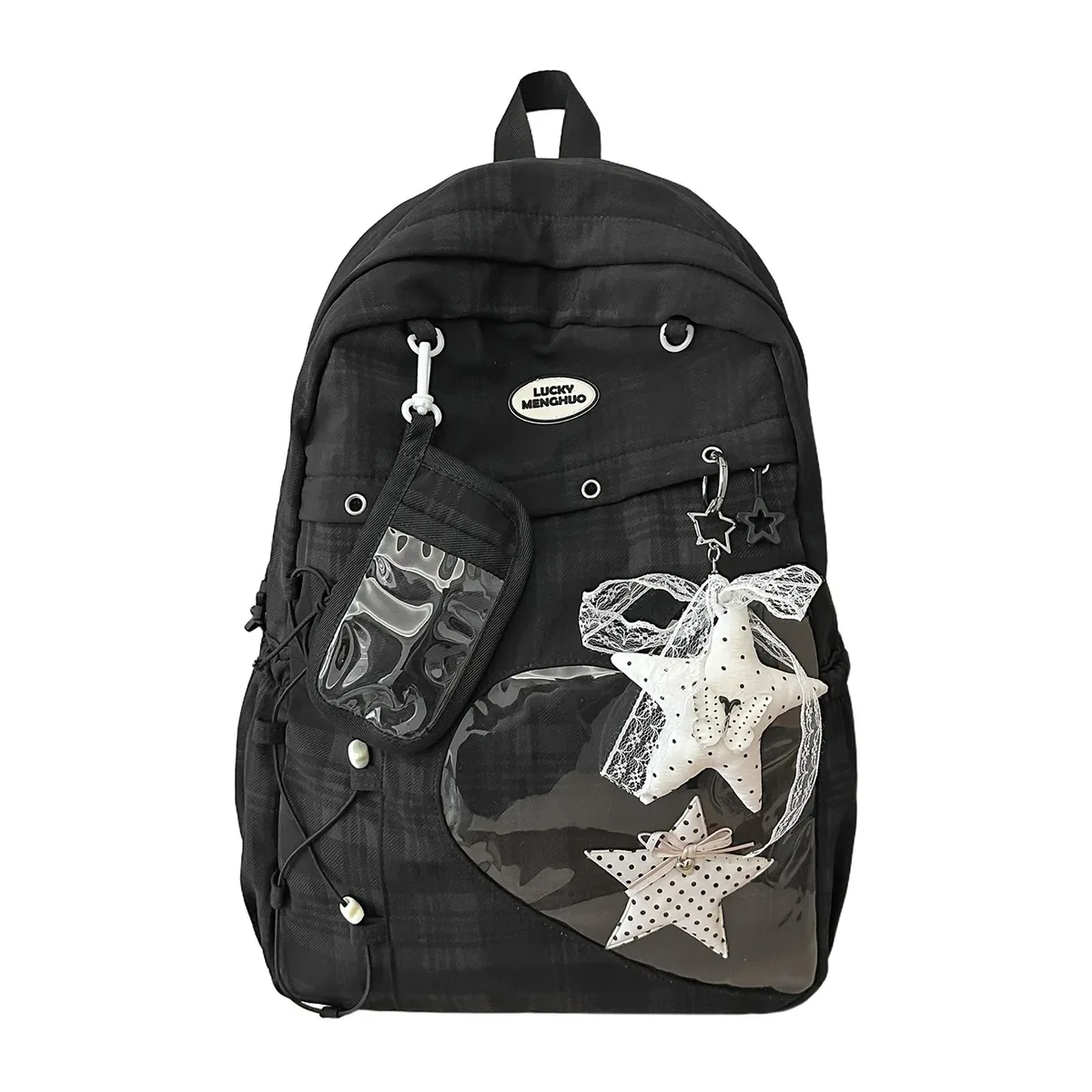 nouveau sac à dos étudiant grande capacité style japonais simple, sac de voyage en nylon imperméable imprimé étoiles, sac d'école