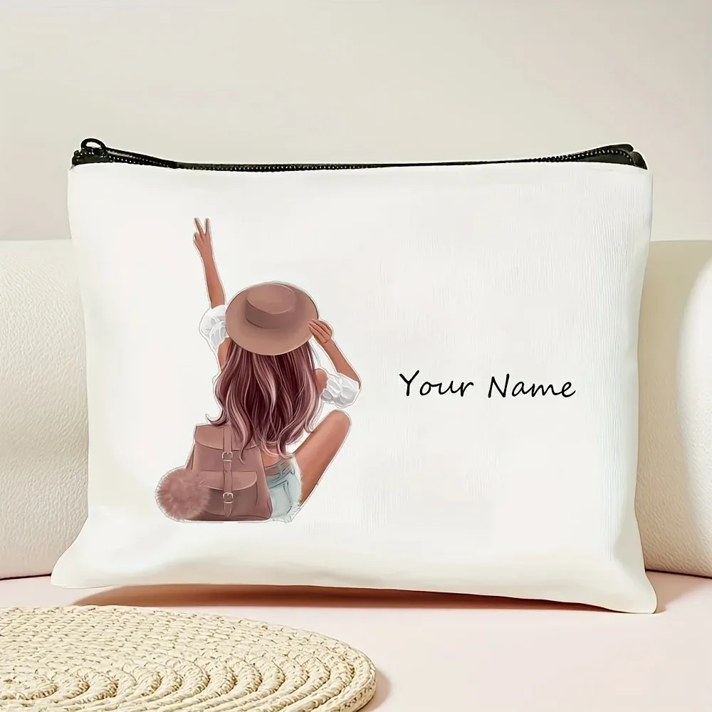 pochette cosmétique personnalisée avec nom, sac de voyage grande capacité, cadeau idéal pour la fête des mères et la remise des diplômes