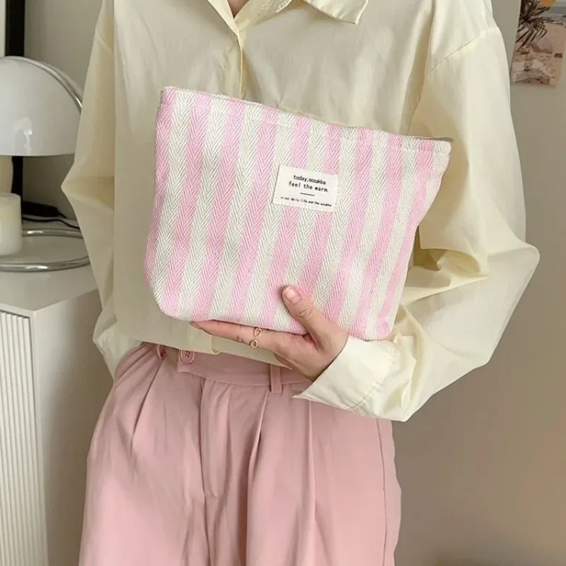 sac à cosmétiques à rayures, sac à cosmétiques étanche pour femmes, petit sac de rangement, étui de maquillage, pochette de voyage organisateur pour dames