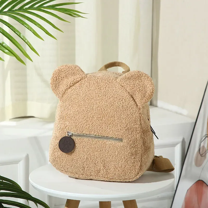 sac à dos en peluche mignon petit ours oreille sac à dos grande capacité dessin animé étudiant sac à dos