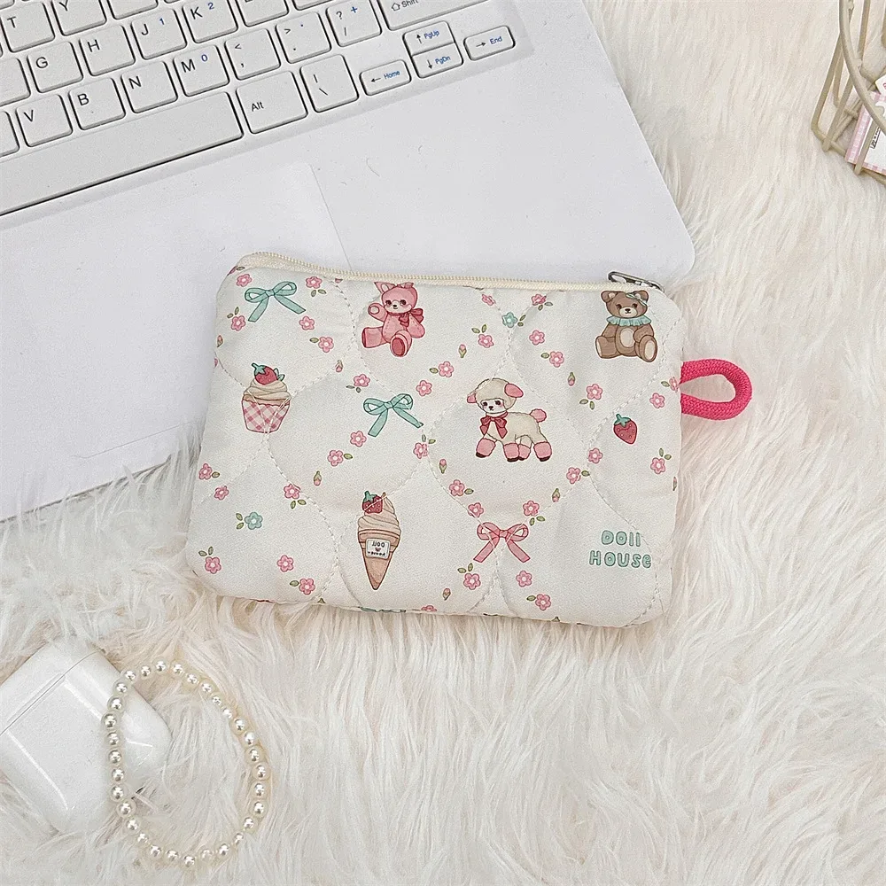 sac de rangement portable de dessin animé mignon pour femmes, petit sac à main de voyage, sac à cosmétiques, sac à main pour rouge à lèvres, carte pour écouteurs, mini portefeuille de maquillage, sac en poudre