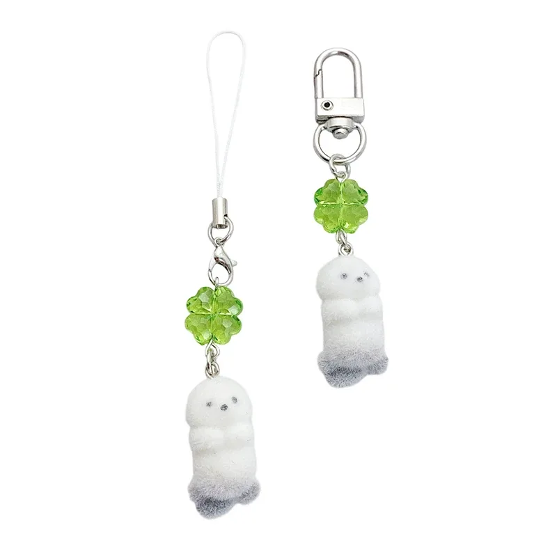 breloque de téléphone anime mignonne en forme de loutre, pendentif caméra trèfle à quatre feuilles kawaii, porte-clés tendance et élégant, décoration pour sac à dos, cadeau