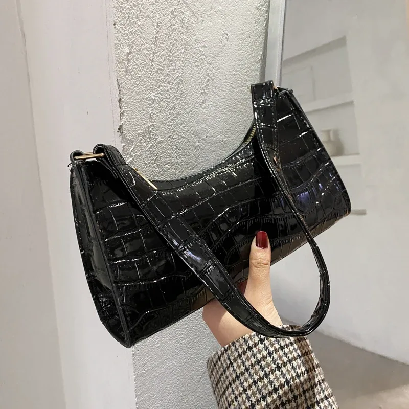 sacs à main et bourse rétro motif alligator pour femmes, petits sacs à bandoulière sous les aisselles, pochette fourre-tout en cuir pu de bonne qualité pour dames