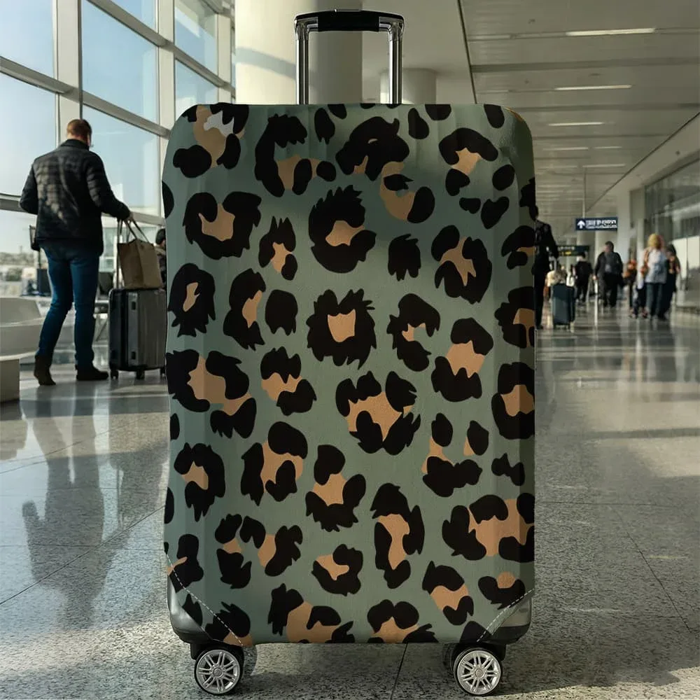housse de valise beige à imprimé léopard, convient aux bagages de 18 à 32 pouces, protège-poignée de valise, accessoires de voyage