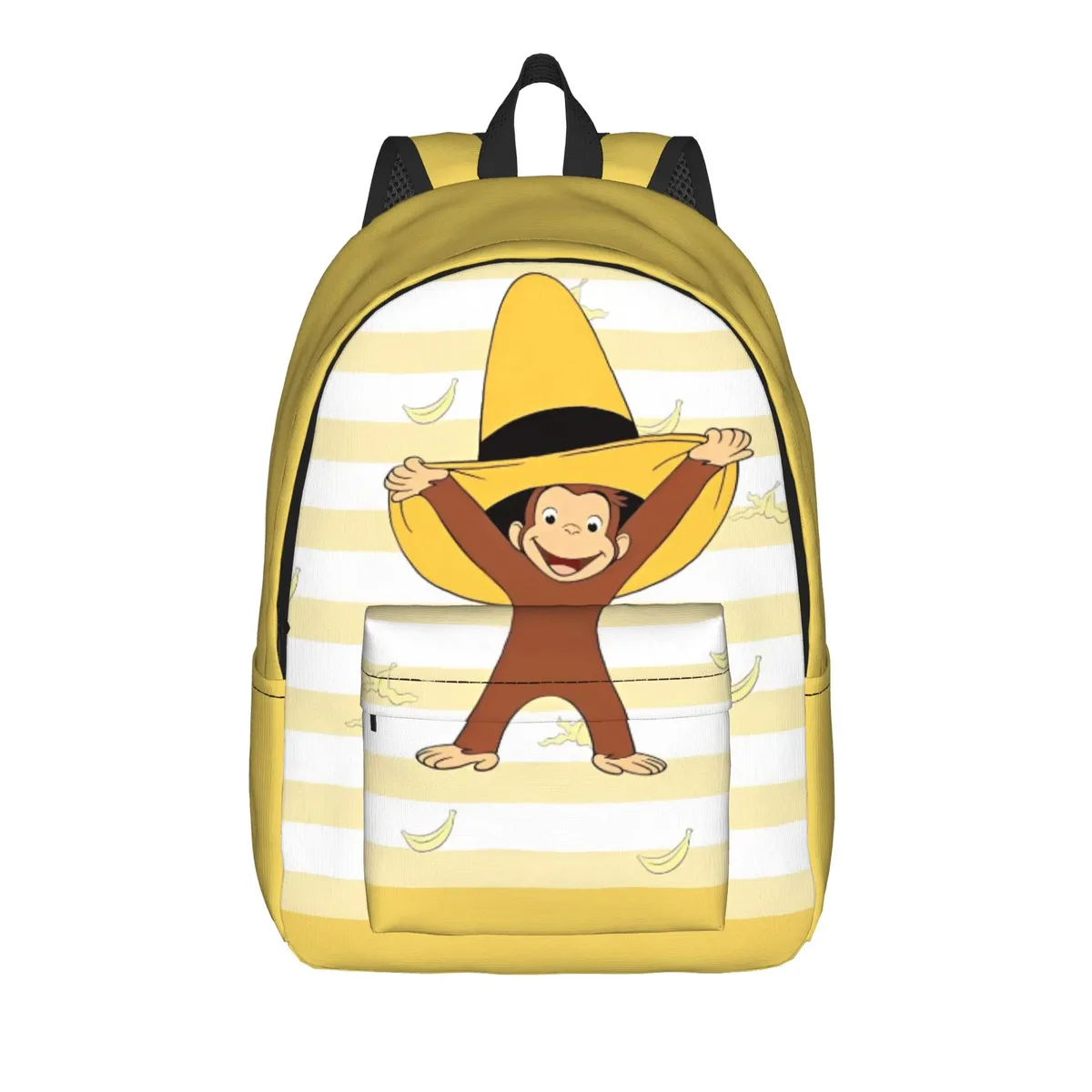 sac à dos curious george monkey banana pour hommes, femmes, adolescents, étudiants, sac à dos de travail, sac à bandoulière pour ordinateur portable, sac à bandoulière durable