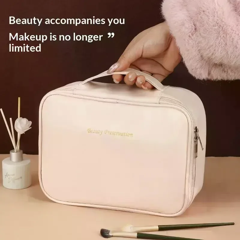 sac à cosmétiques pour femmes, trousse de maquillage à double couche, grande capacité, organiseur de cosmétiques de luxe, essentiels de voyage, sac à cosmétiques pour femmes