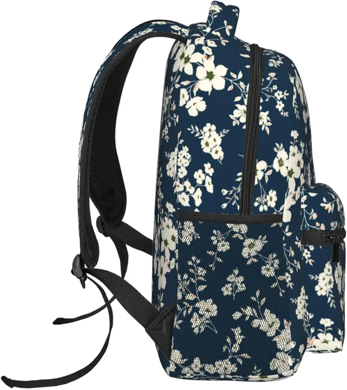sac à dos léger pour ordinateur portable avec fleurs mignonnes sur fond bleu, cartable universitaire, sac de jour décontracté, sac de voyage, hommes et femmes