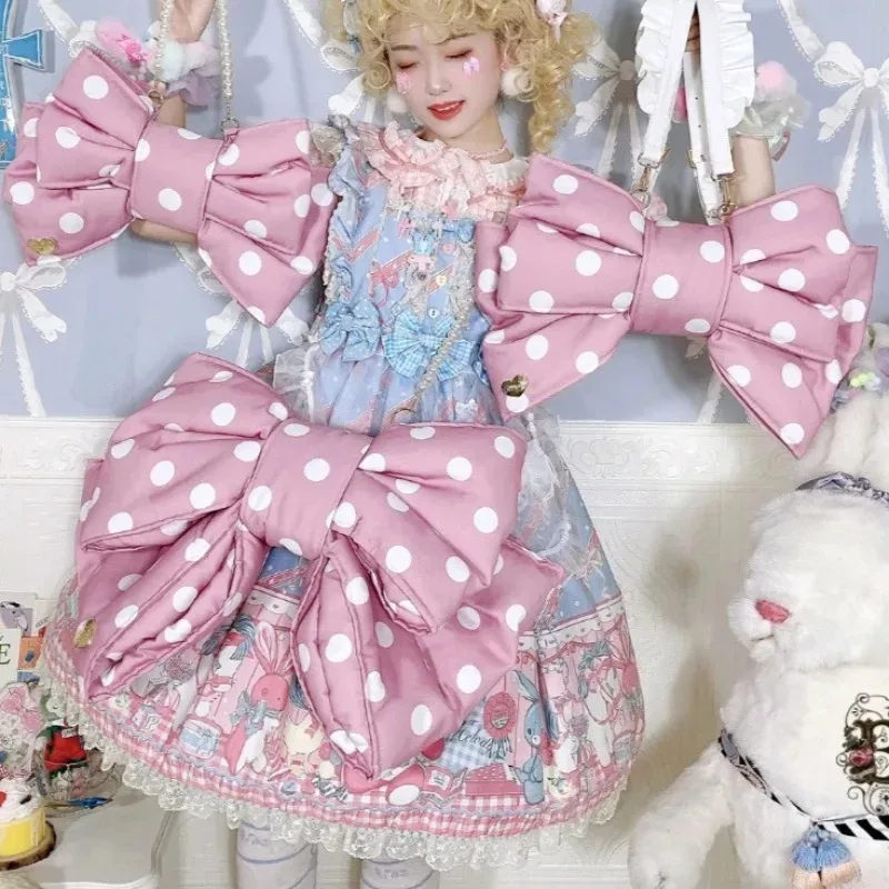 sac à dos lolita avec nœud à pois, joli sac à bandoulière original mochilas mujer bolsas y2k pour femmes, sac à dos kawaii pour filles douces