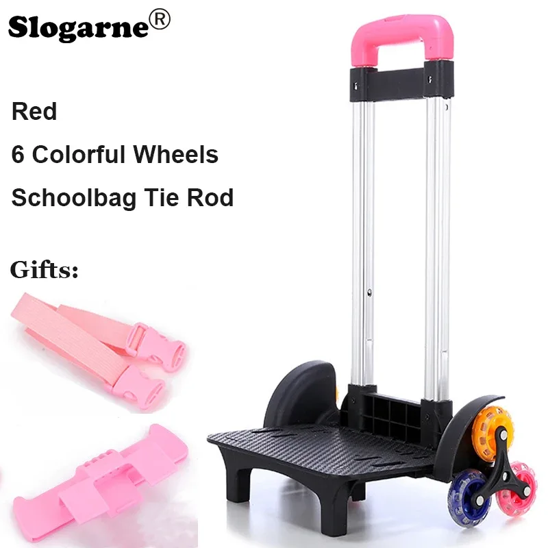 sac à dos pour enfants, roues de chariot à tige de traction, accessoires de sac d'école pour enfants, tige de direction, stator pour étudiants, monter les escaliers, 6 roues, pièces de sacs
