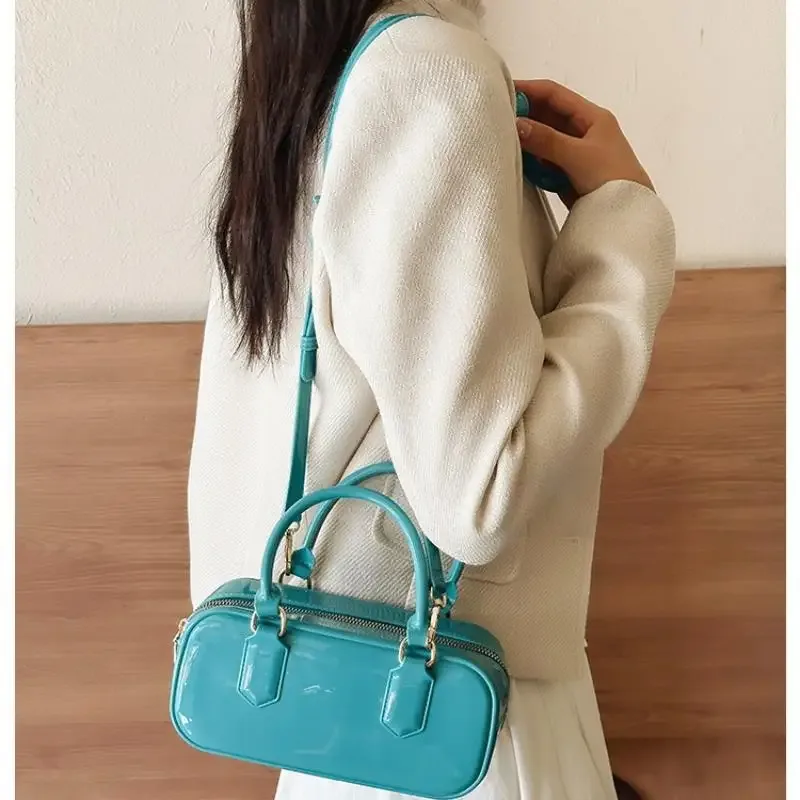 sac à main hobos en gelée de couleur unie, sac à bandoulière décontracté résistant à la saleté, sacoche à bandoulière étanche en pvc, sac de rangement de cosmétiques