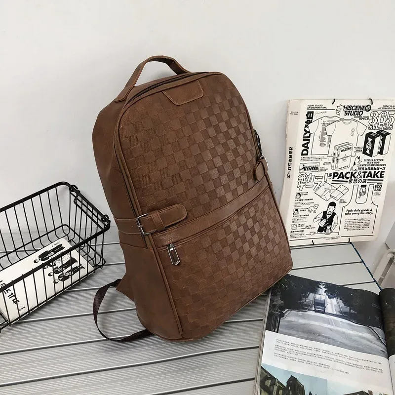 sac à dos de luxe à carreaux 3d pour hommes, sac de voyage de grande capacité pour ordinateur portable de 15 pouces, sacs à dos d'affaires à la mode unisexe