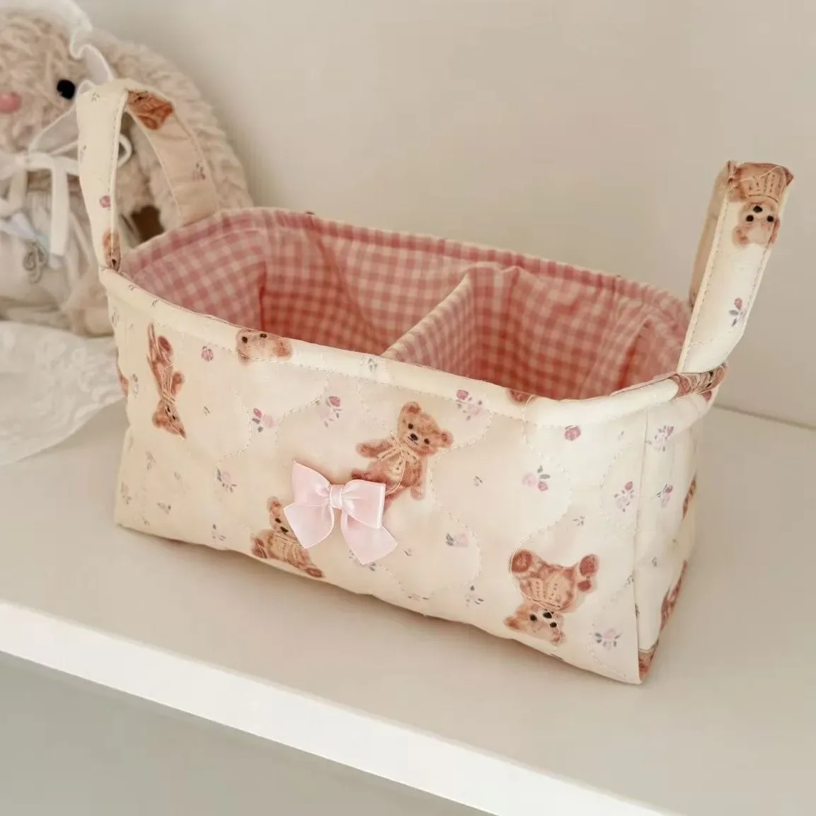 nouveau panier de rangement superposé en coton tressé, style ins, pour décoration de bureau et organisateur de cosmétiques, motif 'cœur de fille'