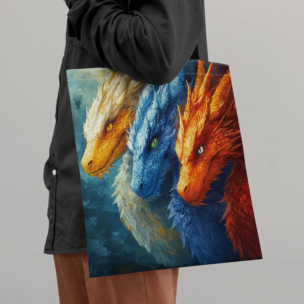 dragon lore bold fantasy dragons sac fourre-tout en polyester durable sac à bandoulière design à la mode shopping et usage quotidien sac à main
