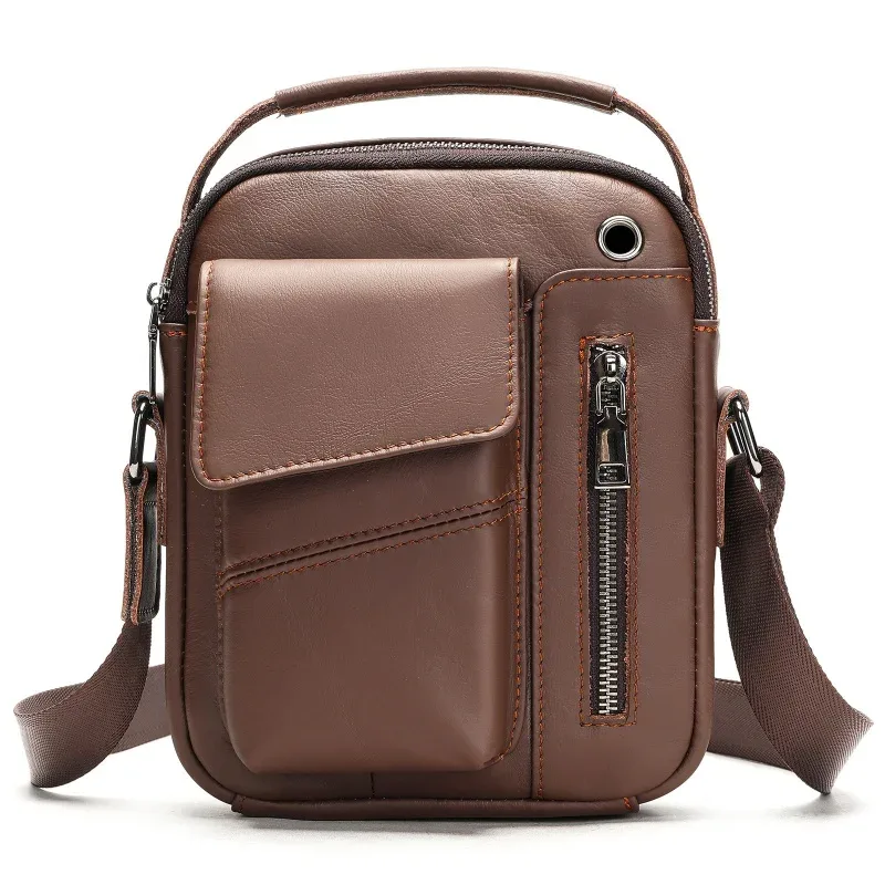 nouveau sac à bandoulière en cuir de vache pour hommes décontracté grande capacité sac à bandoulière pour hommes