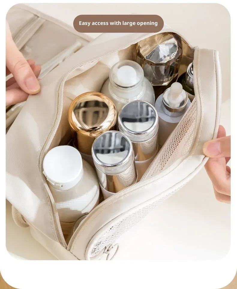 sac de toilette portable à crochet, multifonctionnel, imperméable, résistant à l'usure, rangement multicouche, grande capacité, trousse de maquillage