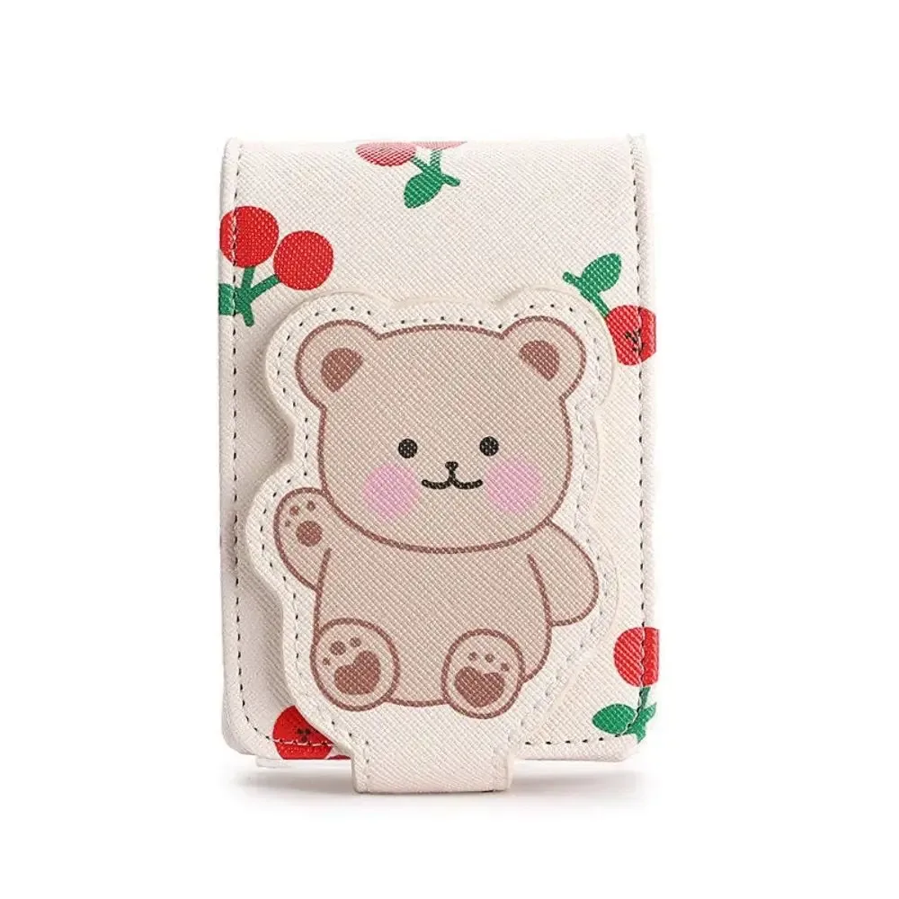 étui de rangement pour rouge à lèvres fashion cherry bear pour femmes, étui de voyage pour rouge à lèvres avec miroir, porte-rouge à lèvres en cuir pour filles