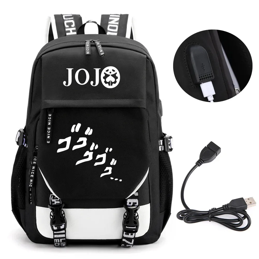 anime jojo bizarre adventure kira sac à dos école livre sacs mochila voyage usb port sac ordinateur portable garçon filles sac à dos
