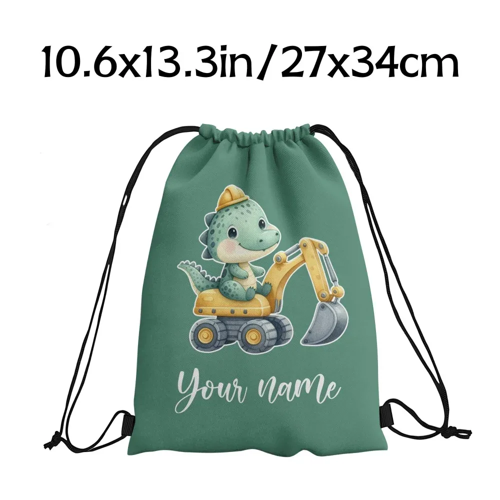 sac à dos personnalisé avec nom/texte dinosaure et excavateur, sac de sport personnalisé, sac de voyage léger, sac de rangement pour salle de sport, 12 couleurs