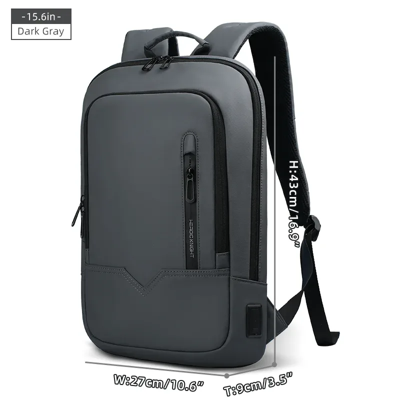 heroic knight mince homme travail sac à dos multifonctionnel mode 15.6 pouces sac à dos pour ordinateur portable décontracté étanche voyage d'affaires sac à dos