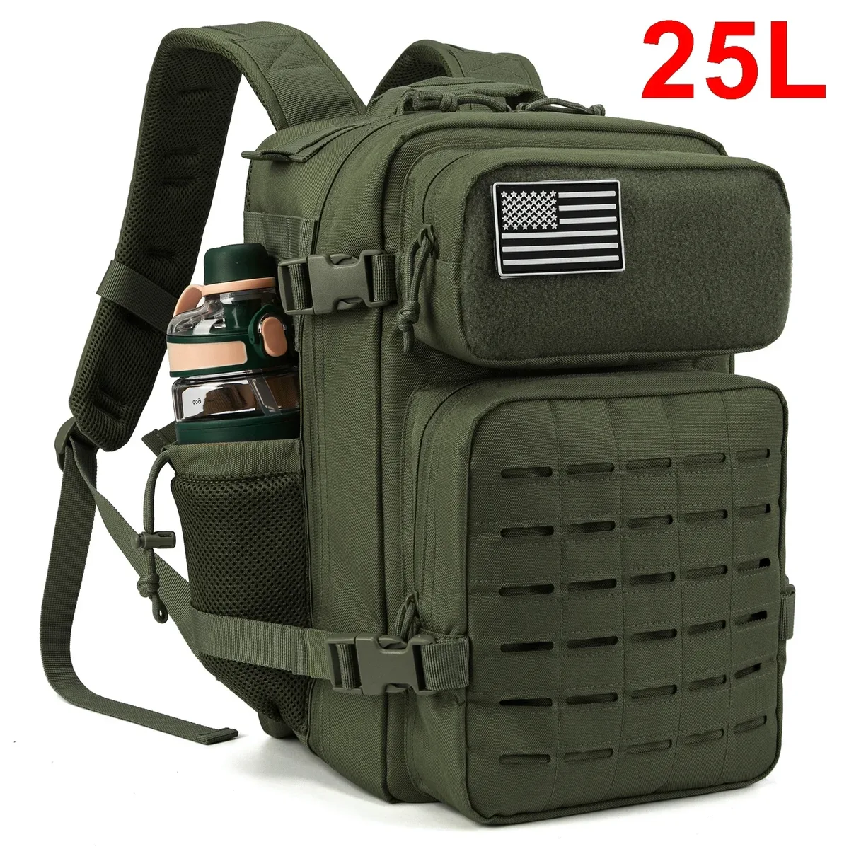 25l sac à dos tactique sac de plein air sac à dos de fitness sac à dos molle femmes/hommes randonnée sac à dos de survie hommes double porte-gobelet