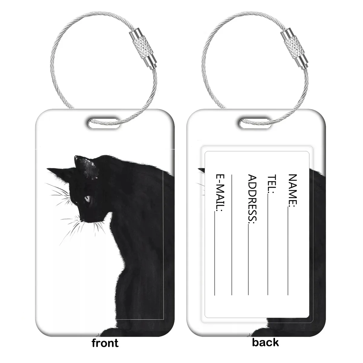 étiquettes de bagage chat mignon, porte-adresses et noms pour valises, étiquettes de bagage chaton, accessoires de voyage pour valises