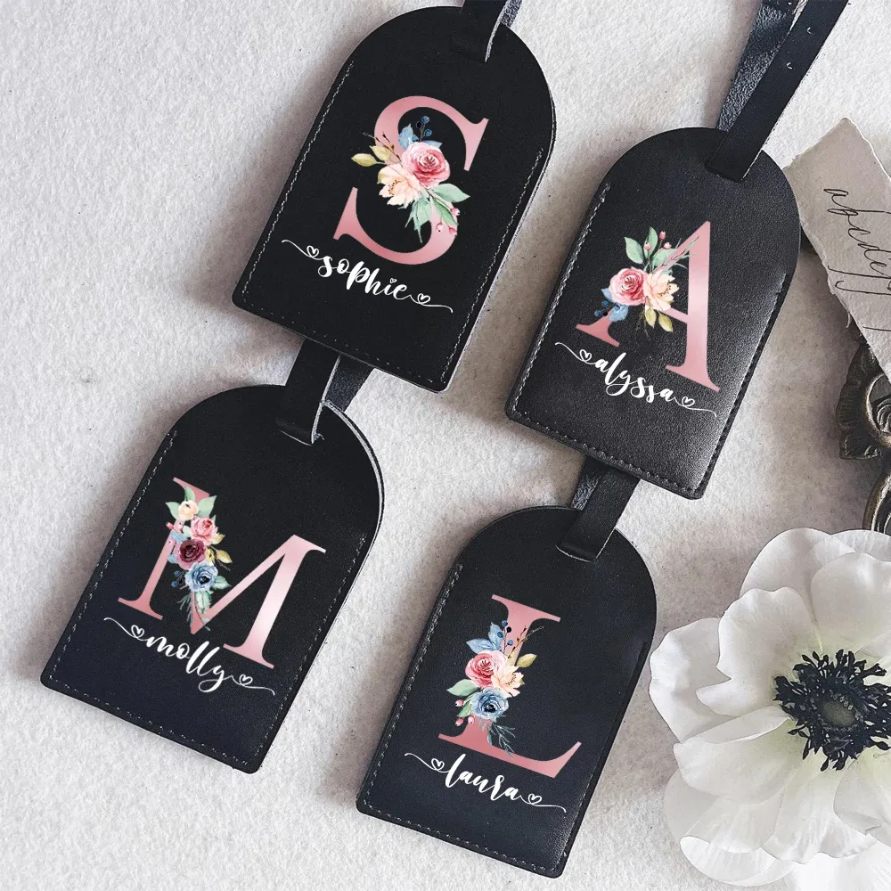 étiquette de bagage en cuir avec nom personnalisé, étiquette de valise, accessoires de voyage, cadeaux de mariage pour la fête des mères pour elle