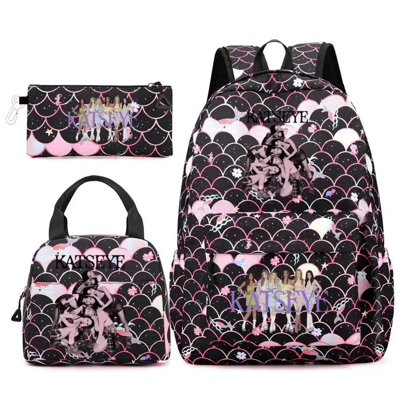 sac dos polyester motifs groupe filles poignée supérieure glissière capacité 20 35 litres unisexe couleurs rose clair violet bleu clair